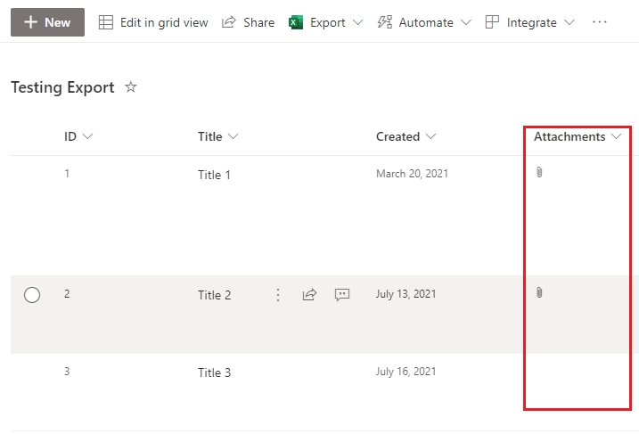 SharePoint attachments